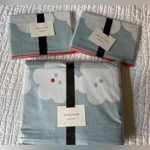 Schoolhouse Paper Flowers King Duvet Cover and 2 King Shams